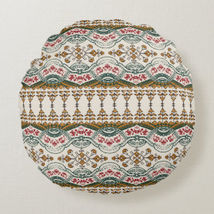 Cojín Redondo Elegante borde de Boho floral étnico