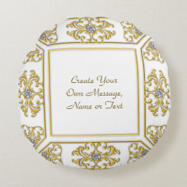 Cojín Redondo Elegante borde ornamental dorado con acento de dia