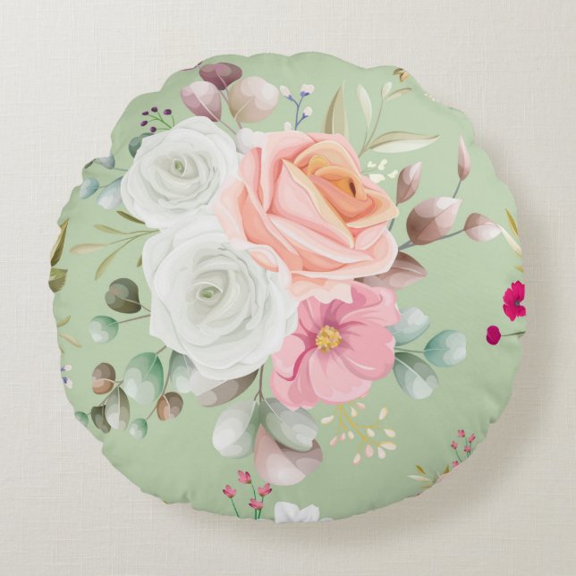 Cojín Redondo Elegante chic floral (Anverso)