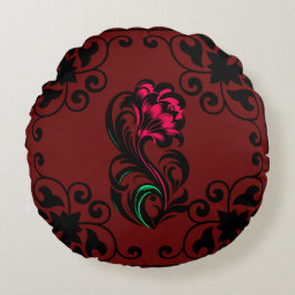 Cojín Redondo Elegante Crimson Paisley Personalizado Soft