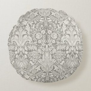 Cojín Redondo Elegante decoración floral de damasco blanco para