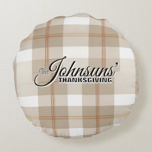 Cojín Redondo Elegante Día de Acción de Gracias de Otoño (Reverso)