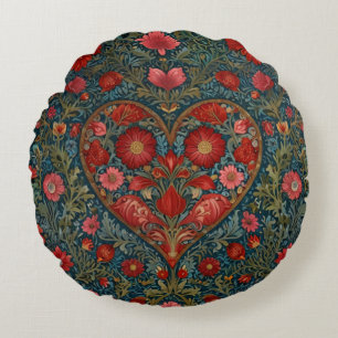 Cojín Redondo Elegante diseño de corazón Día de San Valentín vic