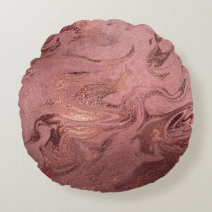 Cojín Redondo Elegante estilo moderno de cobre rosa dorado y má