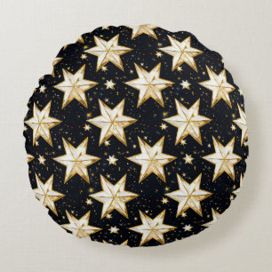 Cojín Redondo Elegante Estrella Dorada Patrón Decoración del Hog