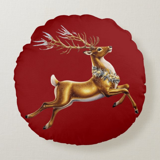 Cojín Redondo Elegante Feliz Navidad Oso de Navidad Navidad Navi (Anverso)