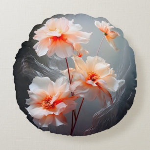 Cojín Redondo Elegante Flor de Arco Iris Borroso