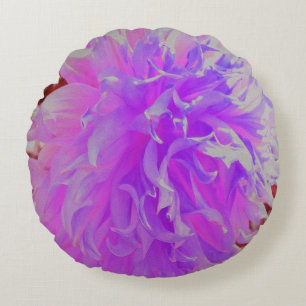 Cojín Redondo Elegante Flor de Dahlia Ultra Violeta