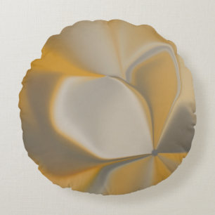 Cojín Redondo Elegante Floral Abstracta Amarillo Blanco Pétalo E