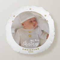 Elegante foto de mi primer bebé navideño a dos lad