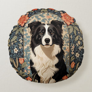 Cojín Redondo Elegante frontera inspirada por el Collie William 