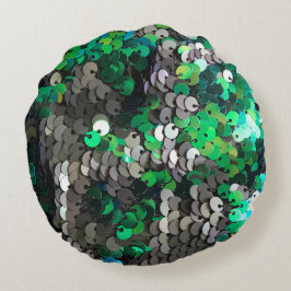 Cojín Redondo Elegante glamour glamour greens grays secuencia de