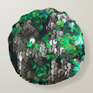 Cojín Redondo Elegante glamour glamour greens grays secuencia de