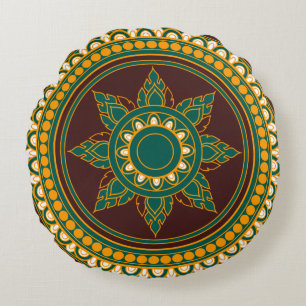 Cojín Redondo Elegante Mandala Diseño Dormitorio Suave Decoració