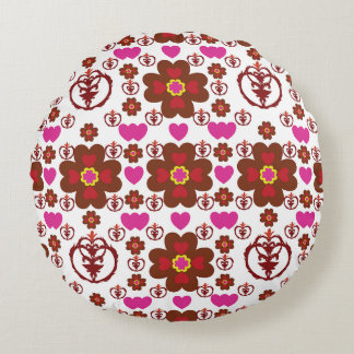 Cojín Redondo Elegante Mandala Geométrico Rojo Textil para Dormi