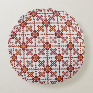 Cojín Redondo Elegante Mandala Rojo Geométrico Textil para Dormi