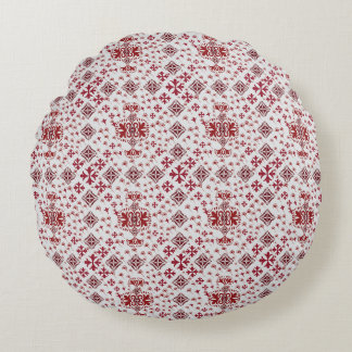Cojín Redondo Elegante Mandala Rojo Geométrico Textil para Dormi