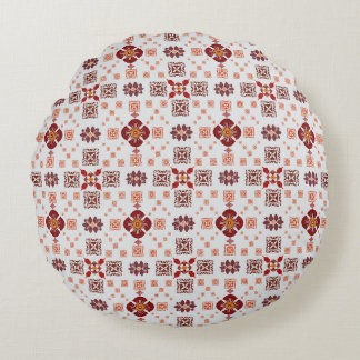 Cojín Redondo Elegante Mandala Rojo Geométrico Textil para Dormi