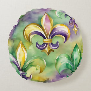 Cojín Redondo Elegante Mardi Gras Pastel