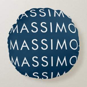 Cojín Redondo Elegante Minimalista Moderno Azul Prusiano Nombre