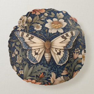 Cojín Redondo Elegante Moth Vintage William Morris inspirado