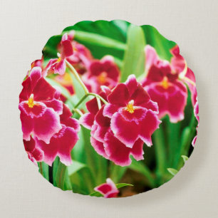 Cojín Redondo Elegante orquídea roja