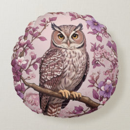 Cojín Redondo Elegante Oveja Floral Púrpura