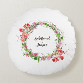 Cojín Redondo elegante pareja de recién casados personalizada no