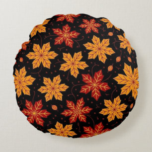 Cojín Redondo Elegante patrón de hojas de follaje de otoño sobre