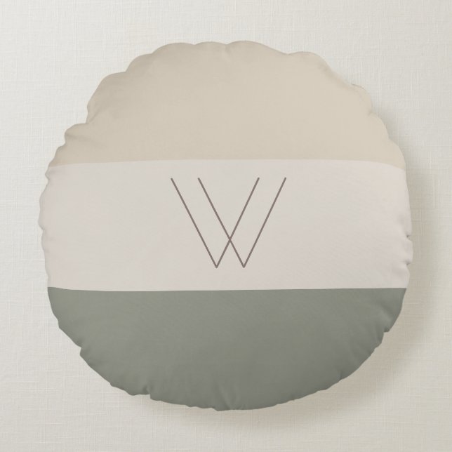 Cojín Redondo Elegante Patrón de Inicial Monograma Estiloso Chic (Anverso)