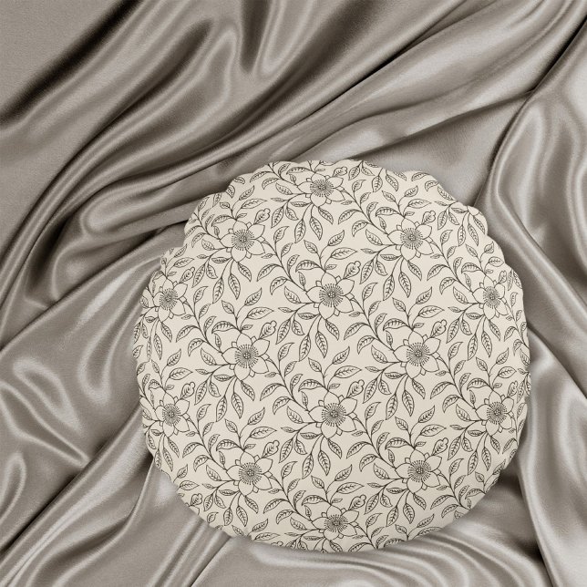 Cojín Redondo Elegante patrón floral chino Natural CC0443 (Subido por el creador)