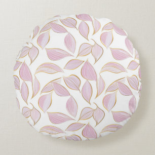 Cojín Redondo elegante patrón floral sin costura con hojas rosad