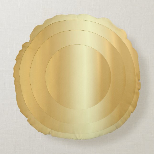 Cojín Redondo Elegante plantilla Glamorosa Faux Gold Trendy (Anverso)