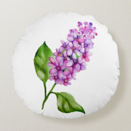 Cojín Redondo Elegante rama lila acuarela