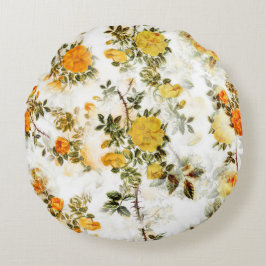 Cojín Redondo Elegante Shabby Vintage Chic Yellows Golds Florals