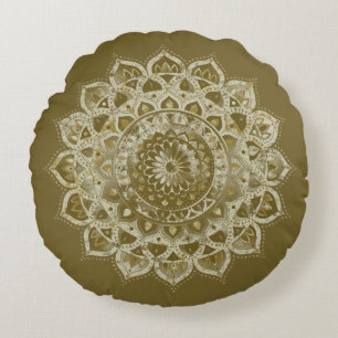 Cojín Redondo Elegante y colorido Mandala estilo India 4