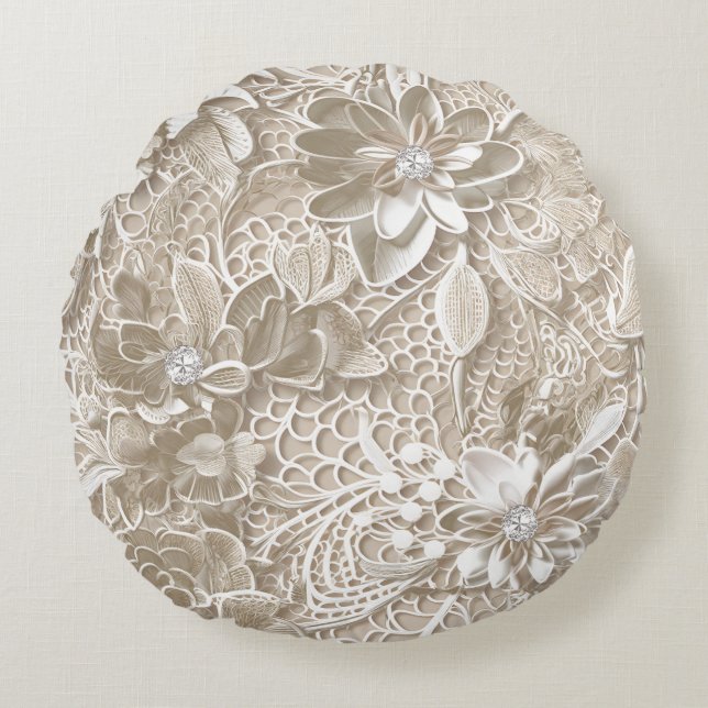 Cojín Redondo Elegantes estos encajes y diamantes (Anverso)