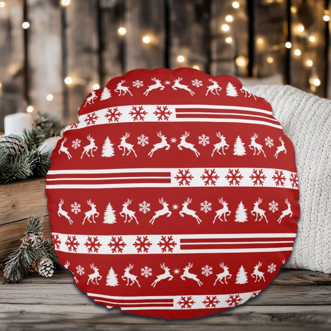 Cojín Redondo Elegantes líneas de copos de nieve para renos (Subido por el creador)