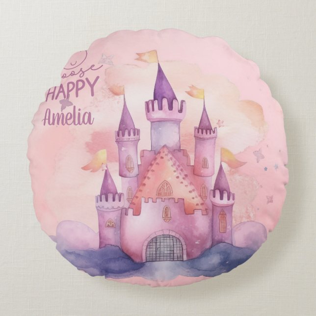 Cojín Redondo Elegir Personalizable del Palacio Feliz (Anverso)