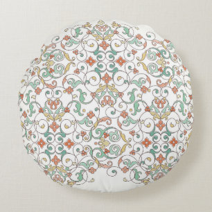 Cojín Redondo Elemento de borde ornamentado oriental.
