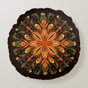 Cojín Redondo Elemento de fuego Flame Mandala