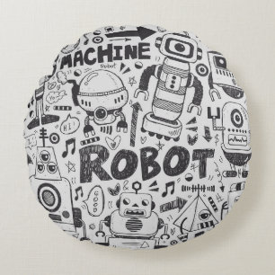 Cojín Redondo elemento robot doodle, herramientas de línea de i