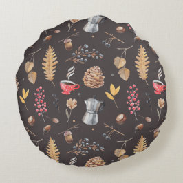 Cojín Redondo Elementos botánicos inspirados en la fantasía