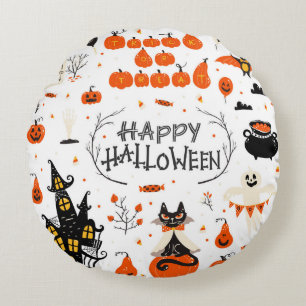 Cojín Redondo Elementos de diseño de Halloween. Clases de Hallo