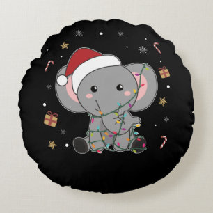 Cojín Redondo Elephant Christmas Snow Winter Animals Elephants A