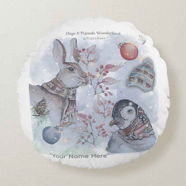 Cojín Redondo "Eleze & Friends Wonderland" Boganhues  (Anverso)