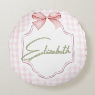 Cojín Redondo Elizabeth Baby Nursery Gingham Personalizada