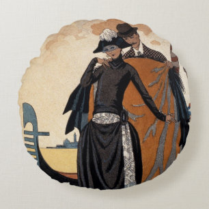 Cojín Redondo Ella y él, moda Illustration, 1921 (pochoir p