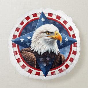 Cojín Redondo Emblema de águila patriótica audaz