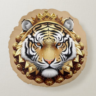 Cojín Redondo Emblema de la Cresta del Tigre Dorado